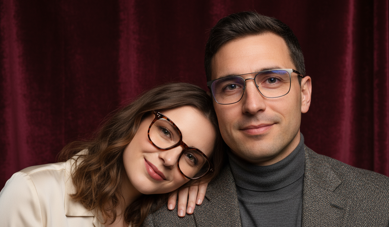 Couple wearing eyeglasses